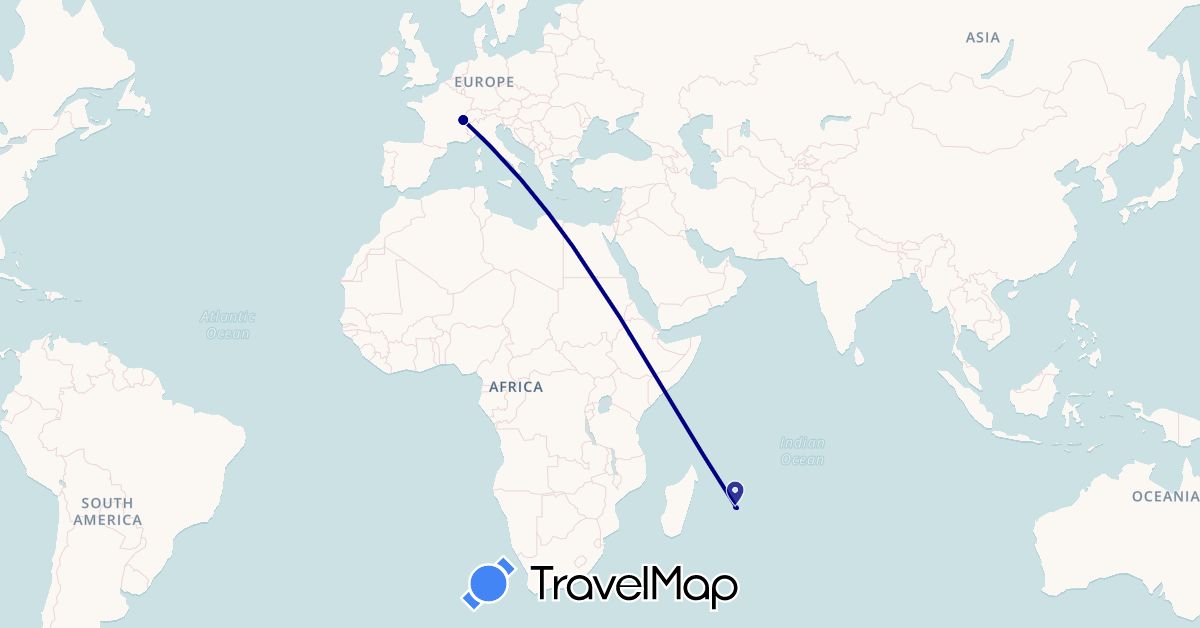 TravelMap itinerary: driving in Switzerland, Mauritius (Africa, Europe)